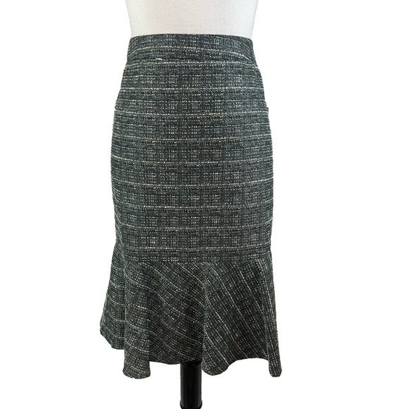 Kasper Skirt size 12 Green Gold Black Tweed Straight Flared Career Suit Modest - Picture 1 of 10